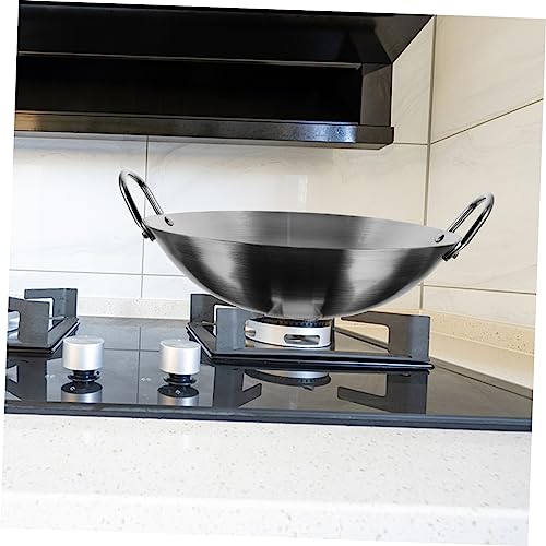 Wok de acero inoxidable con doble mango y fondo grueso miniatura 5