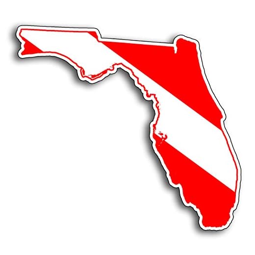 Florida State Shape Scuba Dive Sticker Diver Down Flag Symbol Vinyl Window Bumper Decal for Cup Boat Tank Car Truck FL