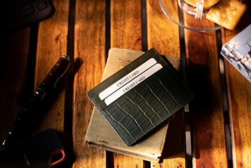 Image of BROWN BEAR Premium Branded Men's Pure German Nappa Leather, RFID ATM Card Holder (Green)