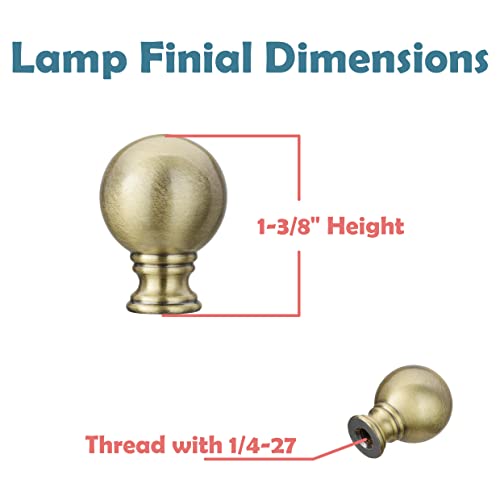 Image of Aspen Creative 24041-42, Ball Shape Finial for Lamp Shade, Steel in Antique Bronze Finish, 1-3 /8 inch Height, 2 Pack