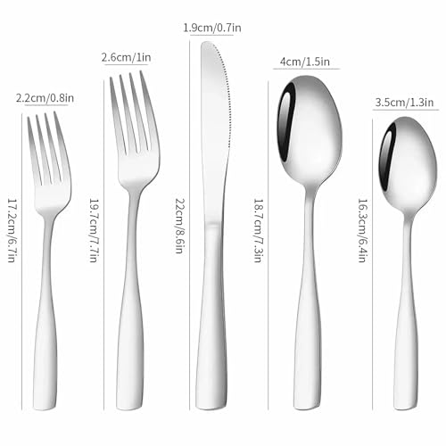 Image of aDai Premium Cutlery Set | Stainless Steel Tableware | Mirror Finish | Includes Spoon Fork Knife & Teaspoon | Elegant Flatware Set for Dining, Parties & Gifting (Silver, Set of 40)