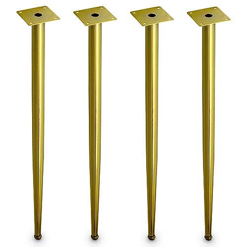 Mavö 4 x Tischbeine 72 cm - stabile Möbelfüße und Kommodenbeine 720 mm in Gold, Moderne Möbelbeine und Sofabeine aus robustem Metall für Schränke, Sideboards und Tische, Zeitloses Design KOVA