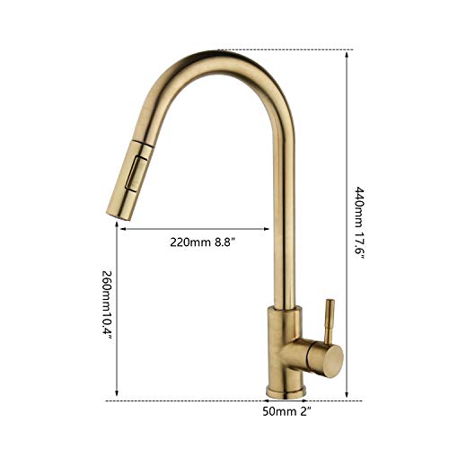 Robinet extractible cuisine 360 pivotant mitigeur or brossé nickel - 3