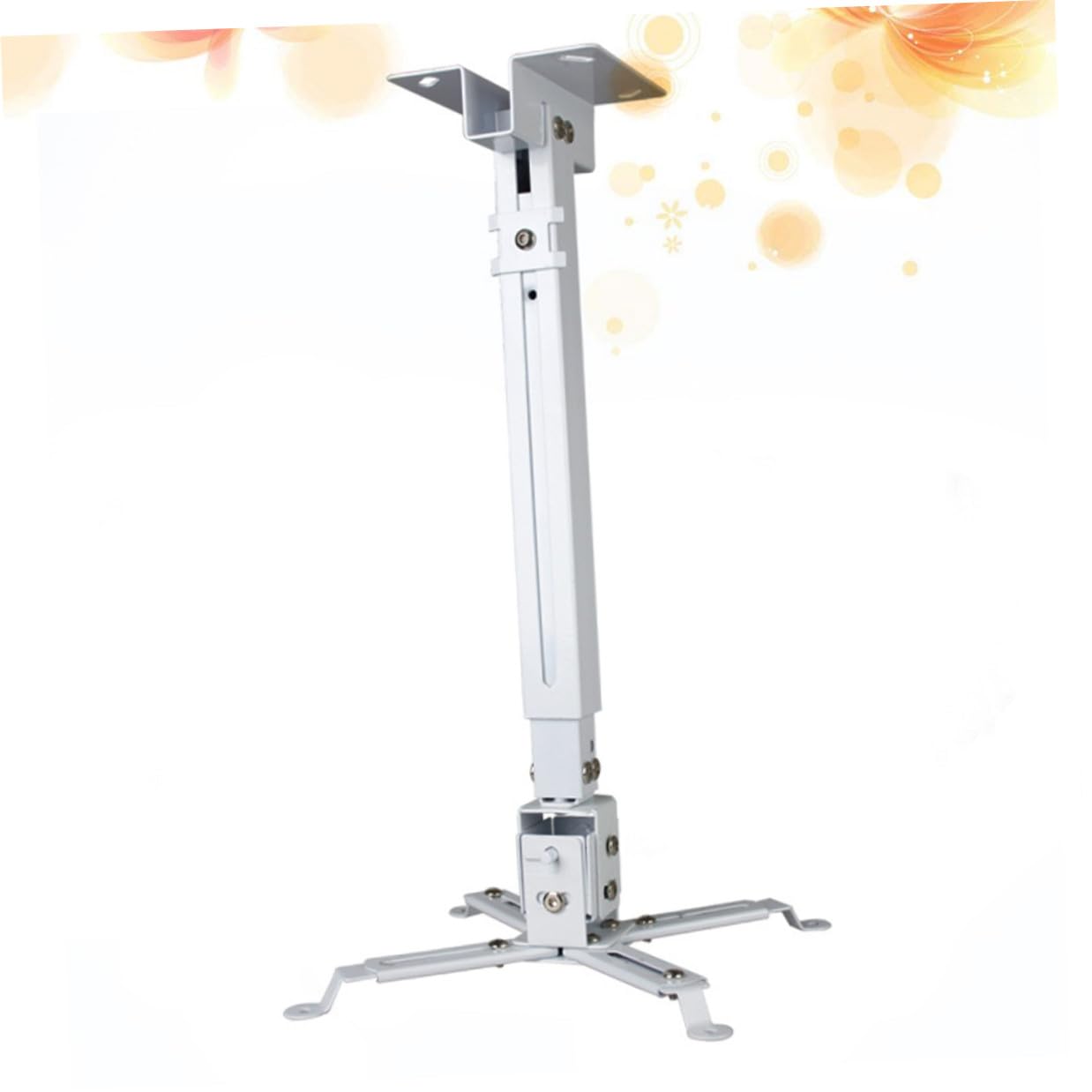 SECFOU Supporto per Proiettore da Soffitto in Ferro Bianco, Struttura Robusta Bracci Articolati e Inclinazione Regolabile, Capacità 15kg per Ambienti Interni