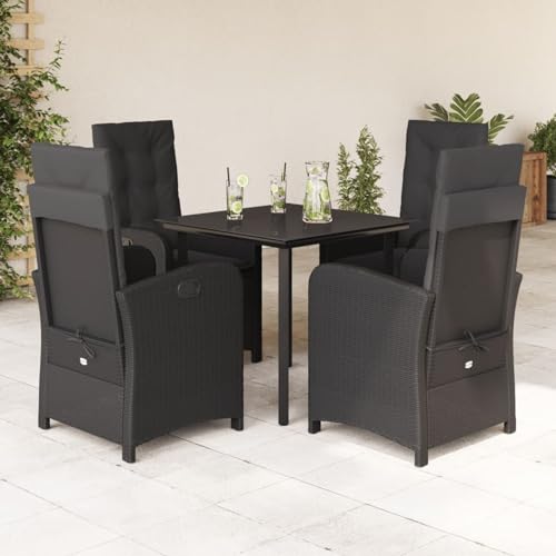 Brokky Set de Muebles jardín 5 pzas con Cojines Muebles Jardin Exterior Outdoor Furniture Set de Jardin ratán sintético Negro / 3212321
