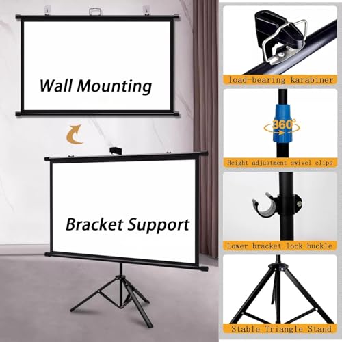 Pantalla de proyector manual regulable 4K con trípode estable para interiores y exteriores 5