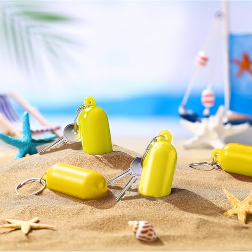 Image of Tondiamo 14 Pcs Boat Floating Keychain Oval Shape Boat Key Ring Floating Key Pendant for Sail Kayak Fishing Accessory