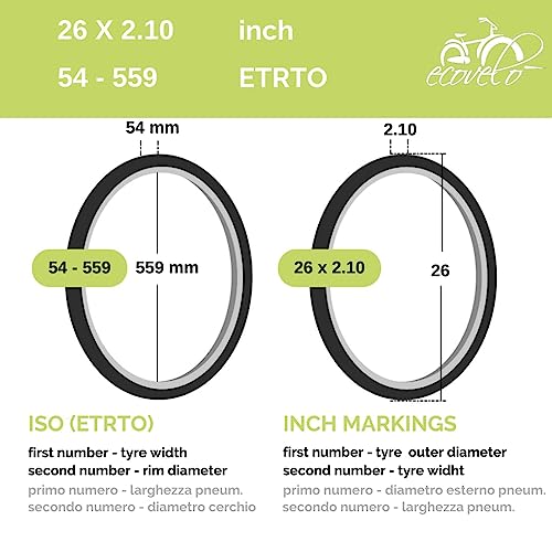 Kit 2 pneus 26 x 2,10 noirs 54-559 rigides avec 2 chambres à air