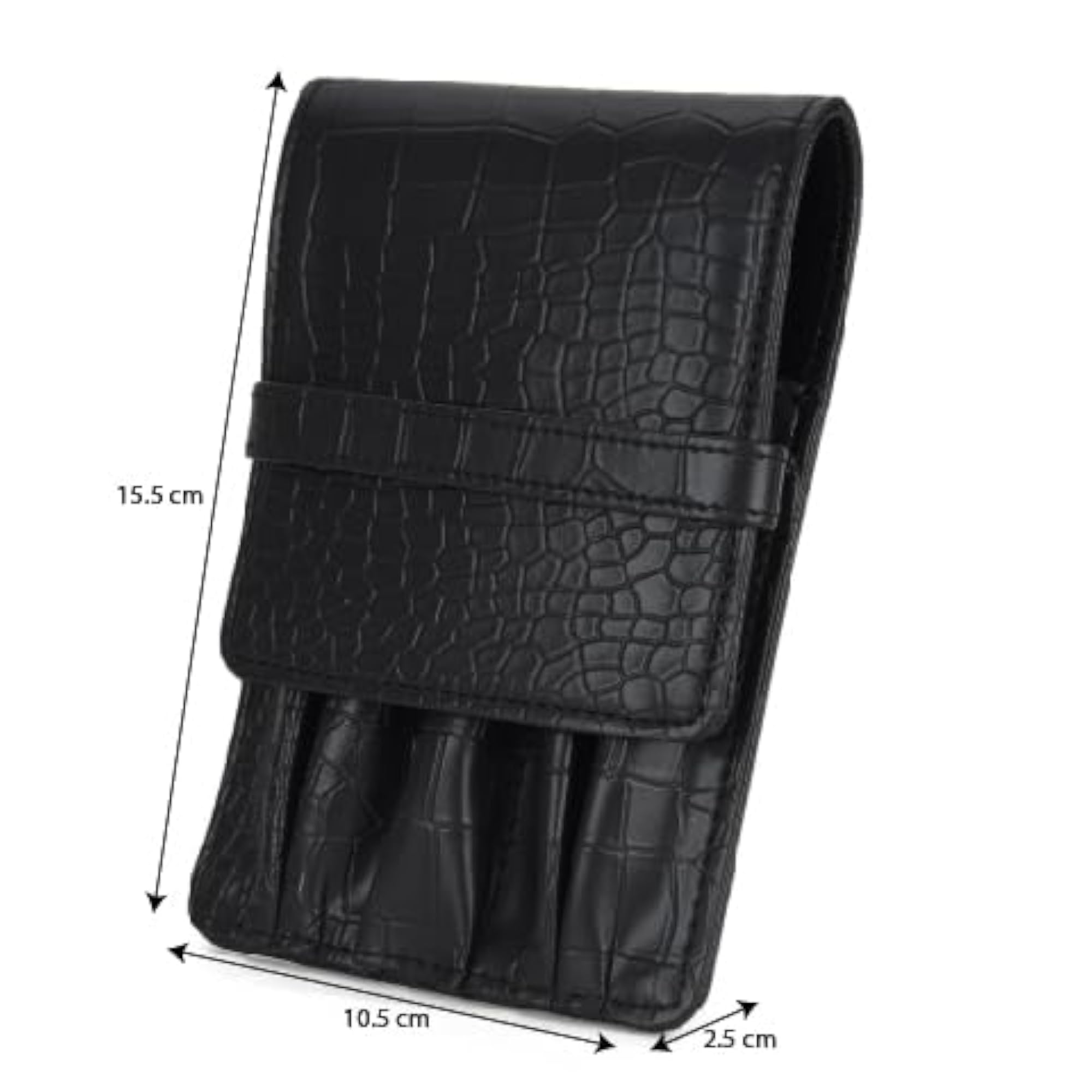 PU Leather Pen Holder for 5 Pens, Colour Croco-Black