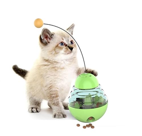 JUNENTER 猫用タンブラーおもちゃ 猫用おやつボール インタラクティブ猫用おもちゃ 猫用おやつディスペンサーおもちゃ 猫&犬用パズルおもちゃ アクティブローリングボール スローフィーダーおもちゃ (マゼンタ)(Green)
