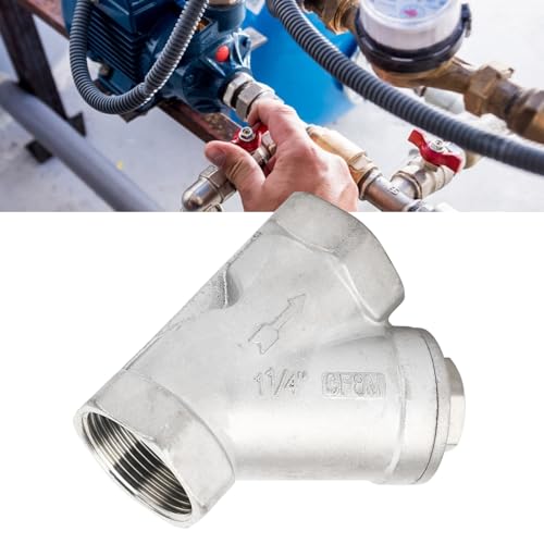 Y-Sieb, 1-1/4 Zoll DN32 304 Edelstahl-Doppelschicht-Netzstruktur, Hocheffizientes Ventilrohr-Y-Filter für Wasser, Öl, Gas