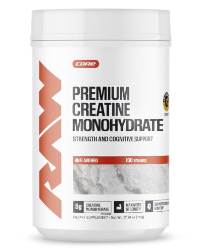 RAW Nutrition Creatine Monohydrate Powder Unflavored 100 Servings