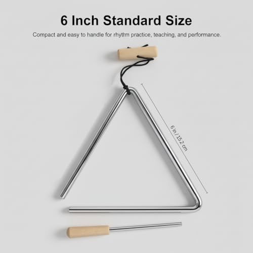 image for TDOCK 6 Inch Triangle Musical Instrument, Steel Music Percussion Trian
