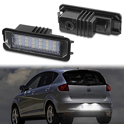POPMOTORZ LED Luz de Matrícula, 2 Piezas Luces de Matrícula para SEA-T Altea XL E-xeo LIMOUSINE Ibiza Leon2 Leon3 2835 SMD Xenón Blanco con Canbus Libre de Errores