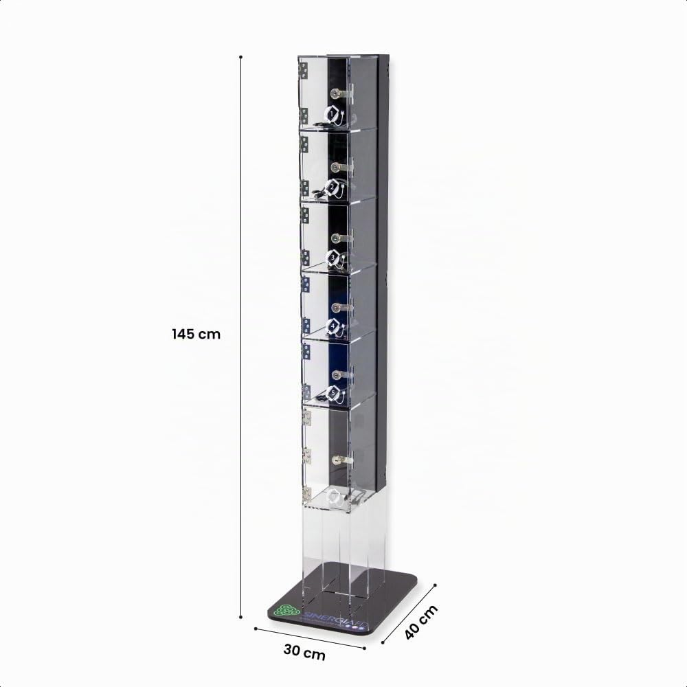 Colonnina di ricarica per smartphone con locker numerati, stazione di ricarica multipla con chiusura a chiave, ideale per uffici, negozi ed eventi (Verticale 6 Scomparti)