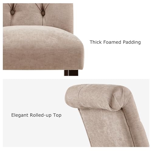 Tufted Dining Chairs Set of 2, Upholstered Parsons Dining Room Chairs, Fabric Kitchen Side Chair with Wood Legs, Taupe
