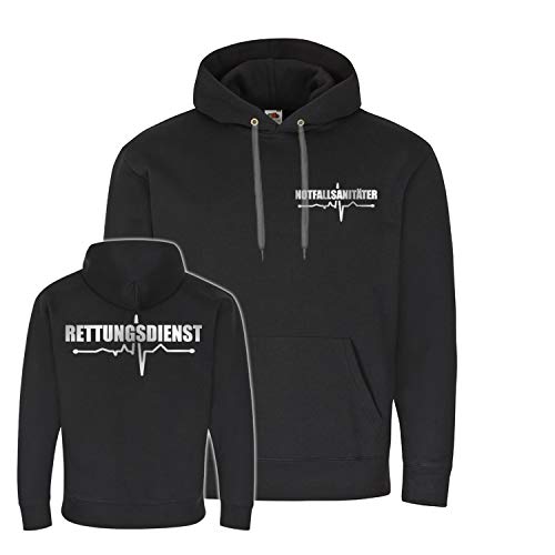 Sweat à capuche Rettungssani noir XXL Copytec hoodie ambulancier secouriste #26255
