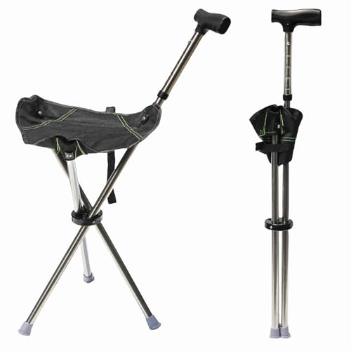 FATTCHIAR Walking Cane with Seat, Adjustable Height 34'-38' Cane Chair Capacity 220lbs, Folding...