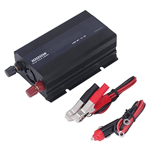 Inversor de Coche 1000W DC 12V a AC 220V Convertidor de Corriente con Pantalla Digital LED y de refrigeración de Aire Inteligente - Adaptador de Corriente de Carcasa de aleación