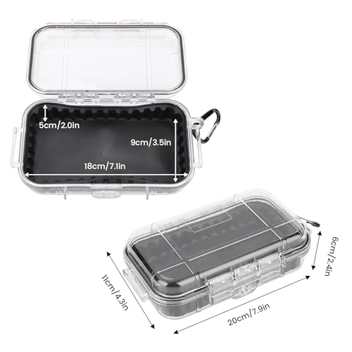 Yulatik Waterproof Dry Box Protective Case, IP67 Water Resistant Portable Micro Case Watertight Storage Box for Phones, Knives, Wallets, Watches (Transparent, Large)