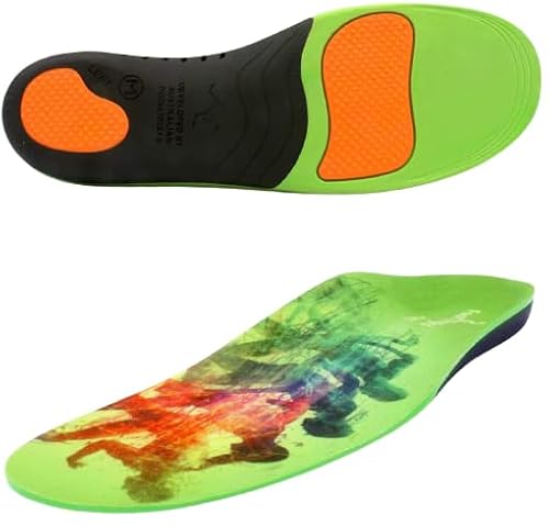 Footlogics Full-Length Orthotic Shoe Insoles with Arch Support for Achilles Tendonitis, Runner’s Knee, Plantar Fasciitis - Sports, Pair, M