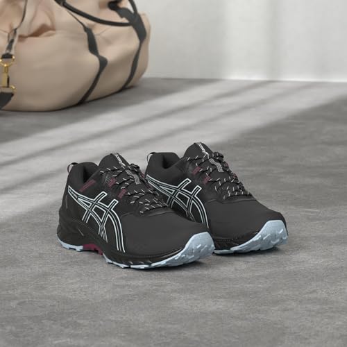 ASICS Women's Gel-Venture 9 Waterproof Running Shoes, 7.5, Black/Light Blue