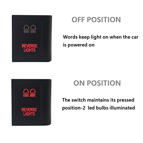 Image of Red Led Car Push Button Switch with Wires for VW Volkswagen Amarok 3Amp 12V (Reverse Lights-Right Side)