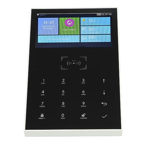 YWBL WH Inalámbrico de Alarma de Seguridad para el Hogar, Pantalla Táctil HD de 4,3 Pulgadas con Mensaje de Voz para Hogar Inteligente, Control de Aplicación, 100 Zonas, Alarma de 115