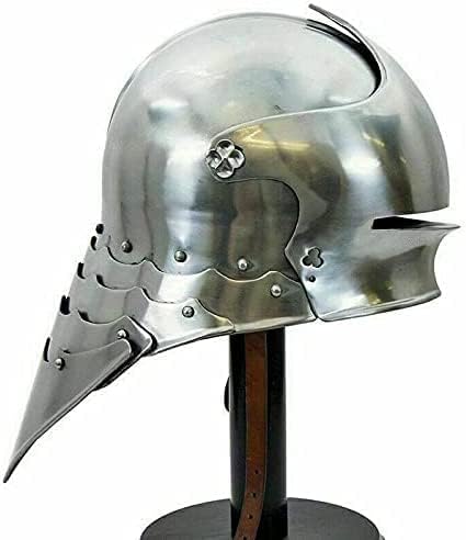 Medieval Armor Helmet Silver German Sallet Helmet Steel Adult Wearable Costume Helmet LARP Roleplay Sallet Helmet