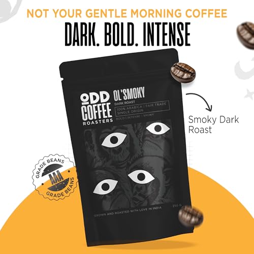 Image of ODD COFFEE ROASTERS Ol' Smoky 100% Arabica Roasted Coffee Powder 250 gms Dark Roast | AAA Grade Specialty Beans | Bold Intense Smoky Notes | Single Origin Ground Coffee Powder for Home Machine