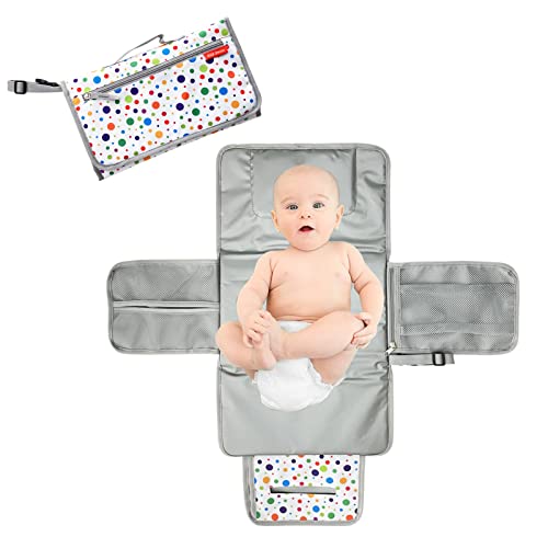 K&S_London Cambiador de bebé recién nacido Essentials Baby Mat con suave cojín de cabeza, pañal y bolsillo para pañales, impermeable, color blanco multicolor