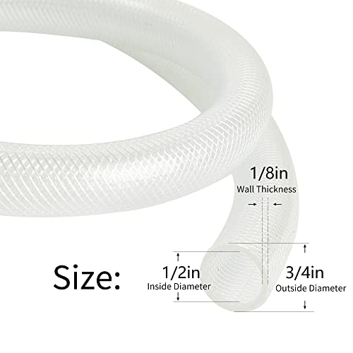 Geowaky 1/2’’ Id × 3/4’’ Od - 25 Ft Clear Braided Hose Plastic Vinyl Tubing,High Pressure Flexible Reinforced Pvc Tube For Transfer Water Air Oil thumb #1