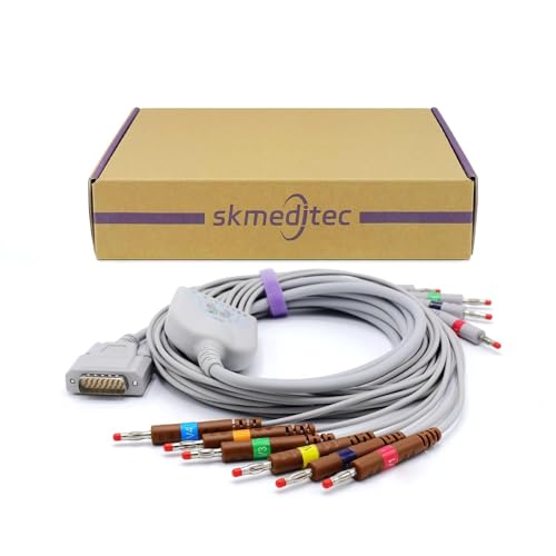 Garanzia: 6 mesi Skmeditec Compatibile ECG/EKG cavo per Nihon Kohden BA-902D Nihon Kohden/Biocare, cavo sostitutivo con connettore a 15 pin con viti senza resistenza per BJ-902D