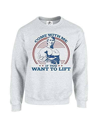 D&H CLOTHING UK Venez avec Moi si Vous Voulez soulever Terminator Arnold Schwarzenegger Gym entraînement Haut Pull Sweat Pull Pull Gris