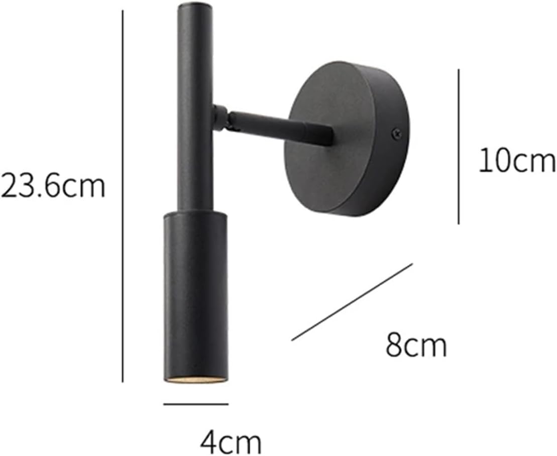 Minimalist LED Wall Lamp Reading Light for Bedroom Hotel Night Book Lamp Adjustable Rotaion Wall Light (Color : Black)