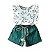 Briskorry Baby Mädchen Sommer Kinder Rüschen Outfits Kleidung Weste Tops + Shorts Hosen Sets Anzug Bekleidungsset T-Shirt Oberteile Hose Freizeit Kleinkind Kleidungsset für 6Monate-4Jahre