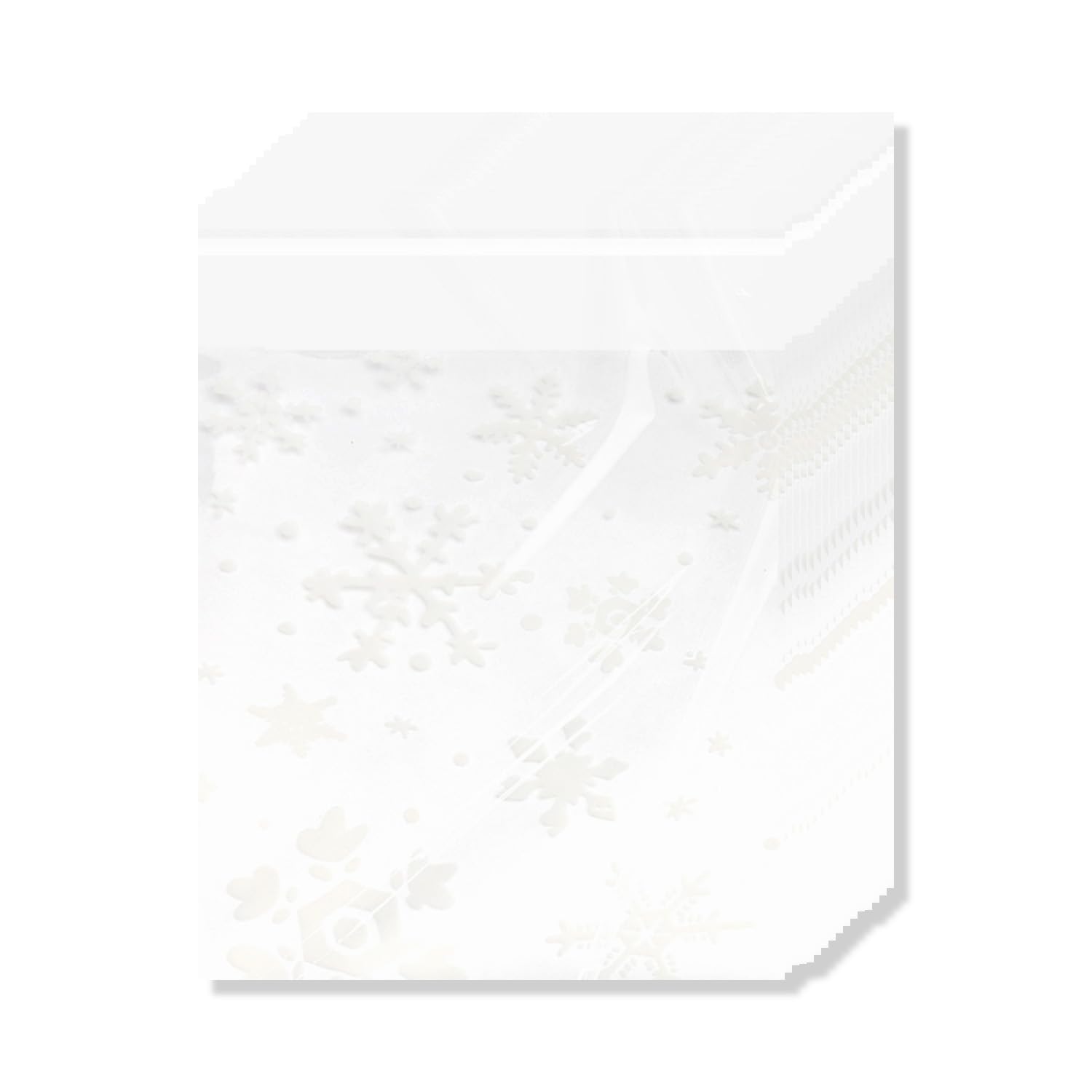 Hopzab Clear 100 Pcs Self-Adhesive Cookie Bags Plastic Packaging Bags Small Gift Bag For Food Candies Cookie Waffle Treat Chocolate Biscuit Bakery Jewelry Cards Soaps(Snowflake)
