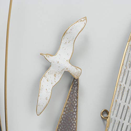 Whw Whole House Worlds Rustic Regatta Sail Boats, Abstract Modern Art, Gold, Blue, Grey And White, Distressed Metal, Wall Sculpture, 42.5 W X 26 .75 H Inches (108.0 W X 68.0 H Cm) Cap #TOP6