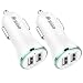 Car Charger[2 Pack],Bralon 12W 2.4A Dual USB Car Charger Adapter with Smart ID Compatible for iPhone Xs Max Xr X 8 7 6 SE Plus, iPad Pro/Air 2/Mini, Galaxy Note 10 9 8 7 6 Edge,LG,HTC and More