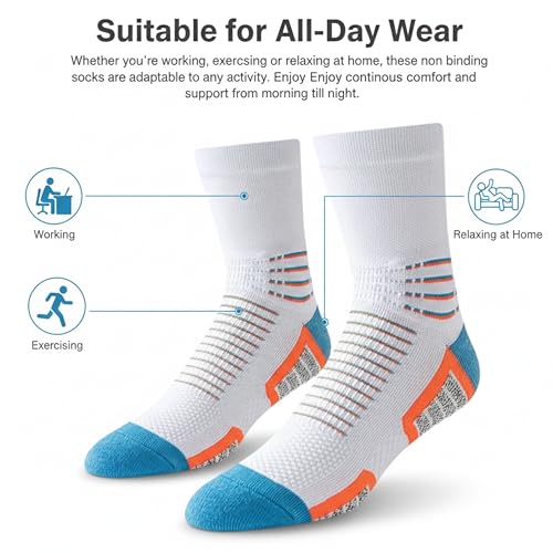 Image of Crew Socks for Women & Men Circulation, Ankle Compression for Diabetic and Neropathy Pain Relief, Swelling, Neuropathy, Runner, Nurses, Travel, Pregnancy, Flying - Blue