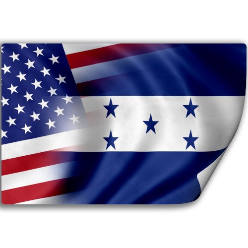 Sticker (Decal) with Flag of Honduras and USA (Honduran)