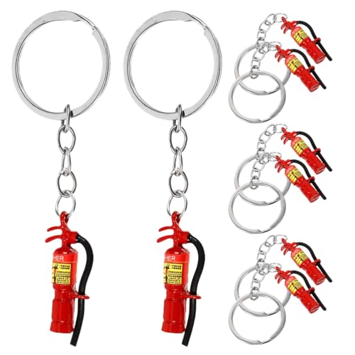LOGOFUN 8pcs Mini Fire Extinguisher Keychain Alloy Firefighting Themed Keyrings Pendents Cartoon Tiny Fire Extinguisher Hanging Key Chain Ornaments for DIY Crafts Purse Backpack Accessories - 16CM