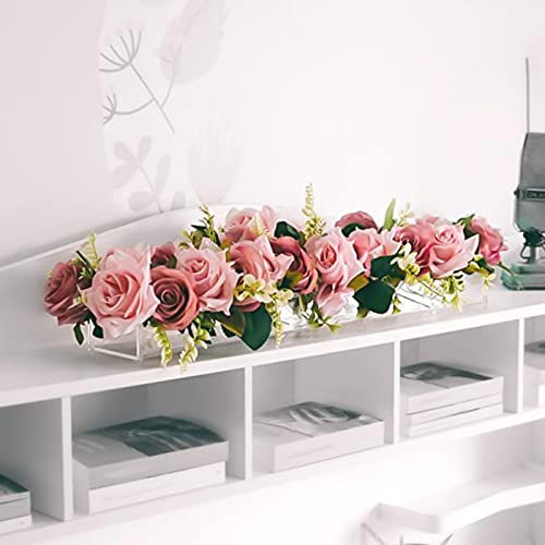 Ioensy Vaso de flores de acrílico Caixas de flores retangulares Porta-água Decoração Vaso de flores