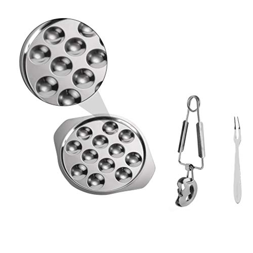 Prato de aço inoxidável Cabilock para caracol cogumelo Escargot com 12 furos de compartimento placa