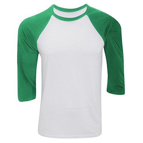 Amazon.com: Canvas Mens 3/4 Sleeve Baseball T-Shirt (S) (White