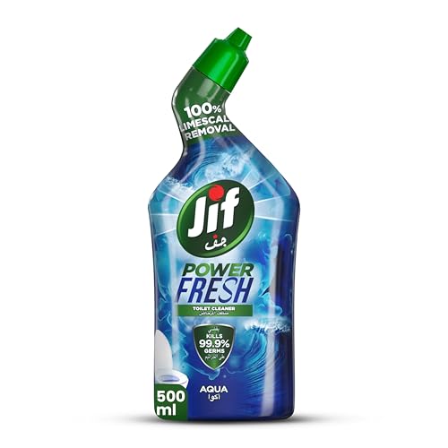 JIF Power Fresh Toilet Cleaner Liquid Aqua 100% Limescale Remover Kills 99.9% Germs 500ml