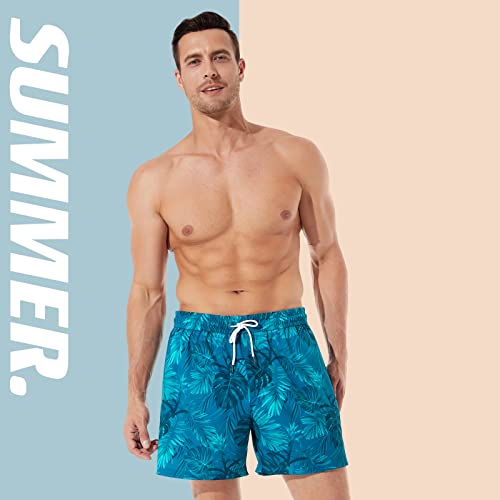 Image of BRISIRA Mens Swim Trunks Swim Shorts Quick Dry 5 inch Inseam Beach Shorts with Compression Liner and Zipper Pocket