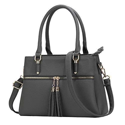 KKXIU Triple Compartment Purses and Handbags for Women Top Handle Satchel Shoulder Ladies Bags with Tassel