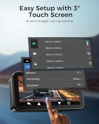 COOLCRAZY 4K Dash Cam Front and Rear with Touch Screen & STARVIS Sensor,5.8Ghz Wi-Fi,GPS,64GB Card,Night Vision Dashcam,G-Sensor,Loop Recording,App Control,24H Parking Monitor Car Camera - Image 6