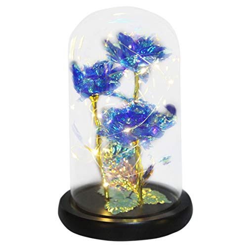 Rose Galaxie 24K sous dôme de verre lumineux : le cadeau féerique idéal pour la Saint-Valentin